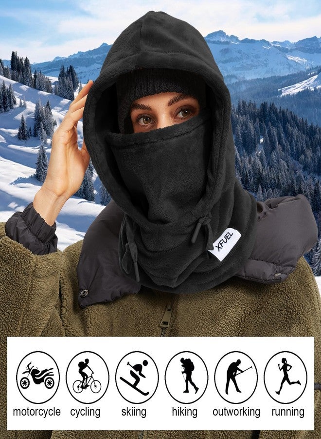 XFUEL Balaclava Ski Mask, Winter Thermal Hood Neck Warmer, Plush Lined, Windproof (US, Alpha, One Size, Black) - Image 4